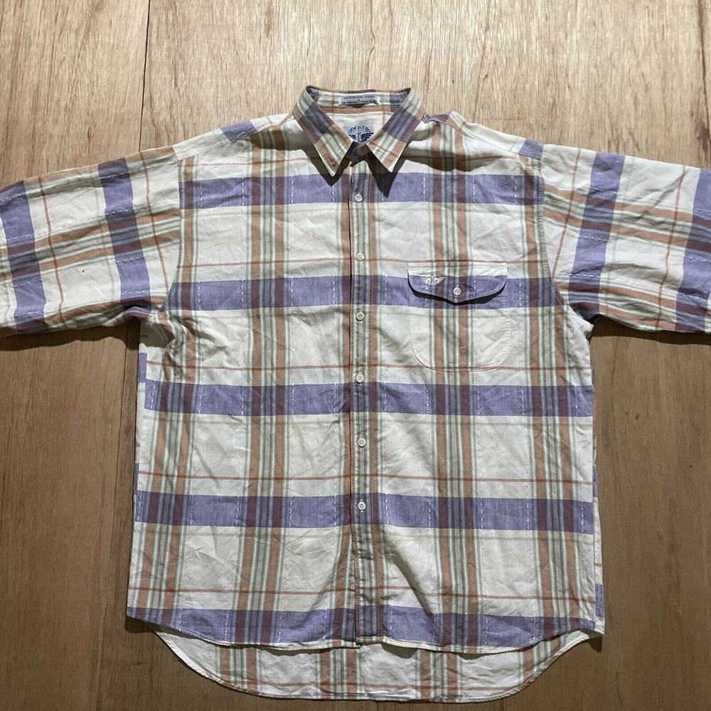 Dockers‎ Shirt Mens Size Large Button Up Short Sleeve Plaid Classic Fit